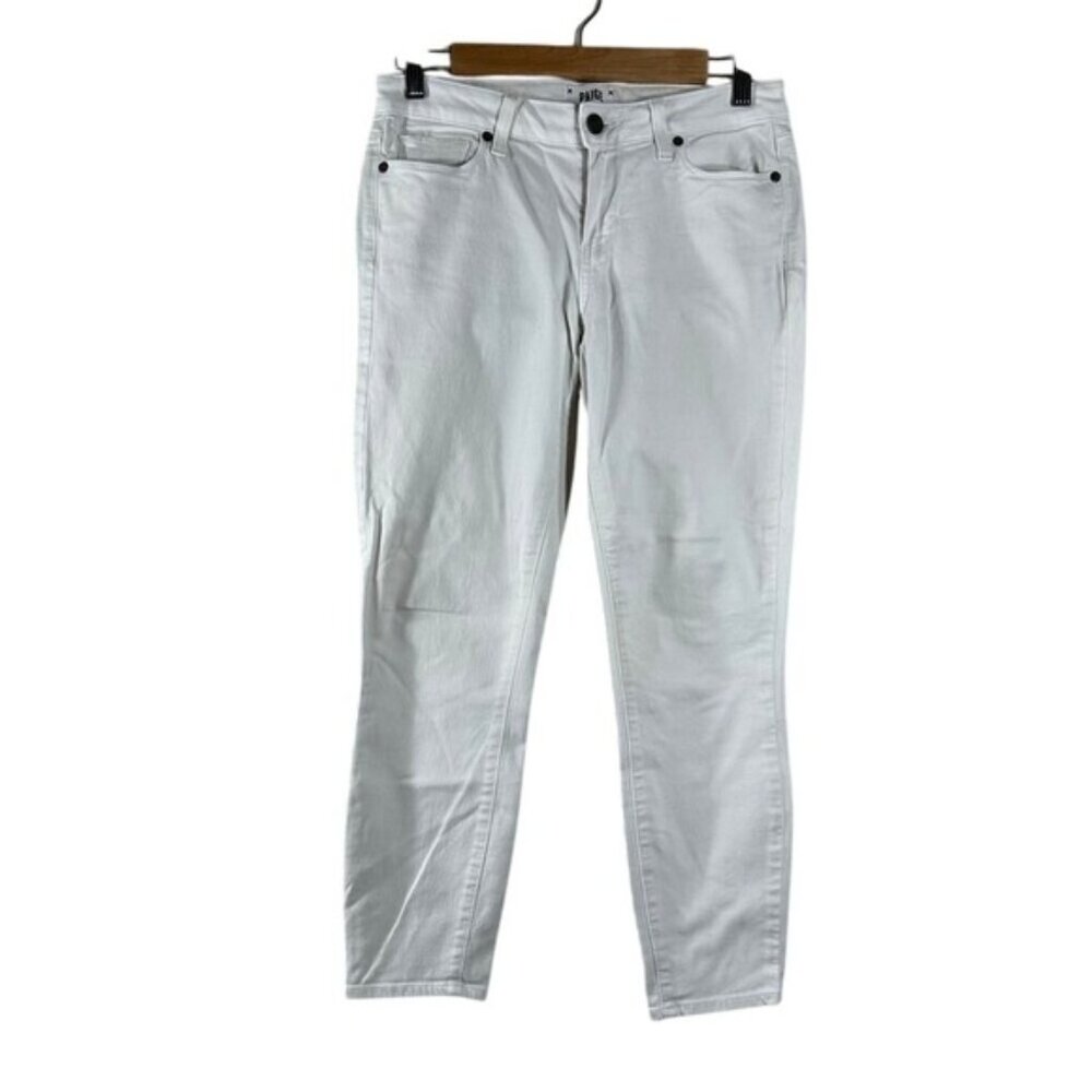 PAIGE Women's Jeans White Cotton Blend Verdugo Crop Mid Rise Ankle Pants Size 28